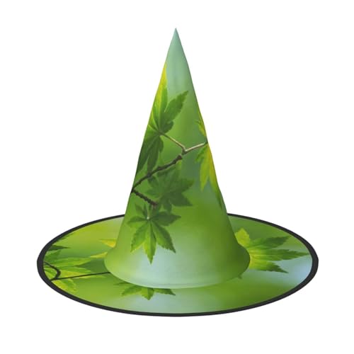 Apbdffjnf HD Green Nature Print Halloween Hexenhut Spitzer Hexenhut Kostüm Zubehör für Halloween Party Dekoration von Apbdffjnf