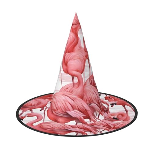 Apbdffjnf Halloween-Hexenhut mit Flamingo-Druck, spitzer Hexenhut, Kostümzubehör für Halloween-Party-Dekoration Apbdffjnf Halloween-Hexenhut mit Flamingo-Druck, spitzer Hexenhut, Kostümzubehör für Halloween-Party-Dekoration von Apbdffjnf