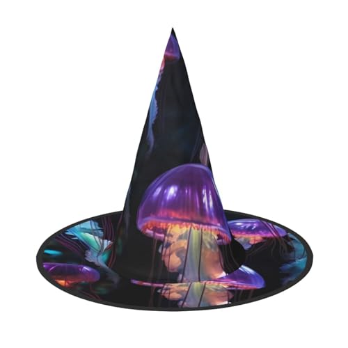 Apbdffjnf Halloween-Hexenhut mit Quallen-Druck, spitzer Hexenhut, Kostümzubehör für Halloween-Party-Dekoration Apbdffjnf Halloween-Hexenhut mit Quallen-Druck, spitzer Hexenhut, Kostümzubehör für Halloween-Party-Dekoration von Apbdffjnf