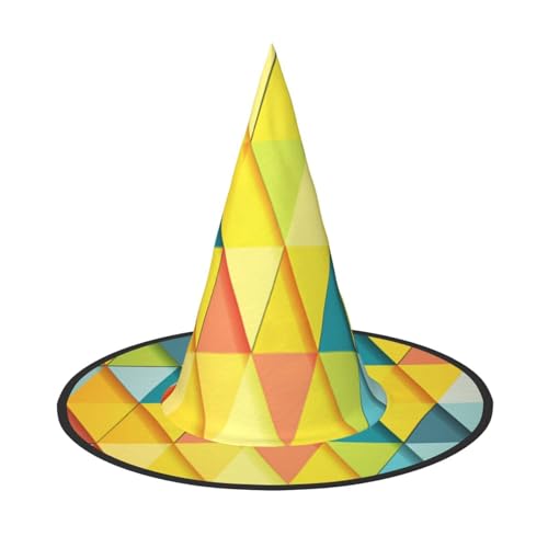 Apbdffjnf Halloween-Hexenhut mit buntem Dreiecksdruck, spitzer Hexenhut, Kostümzubehör für Halloween-Party-Dekoration Apbdffjnf Halloween-Hexenhut mit buntem Dreiecksdruck, spitzer Hexenhut, Kostümzubehör für Halloween-Party-Dekoration von Apbdffjnf