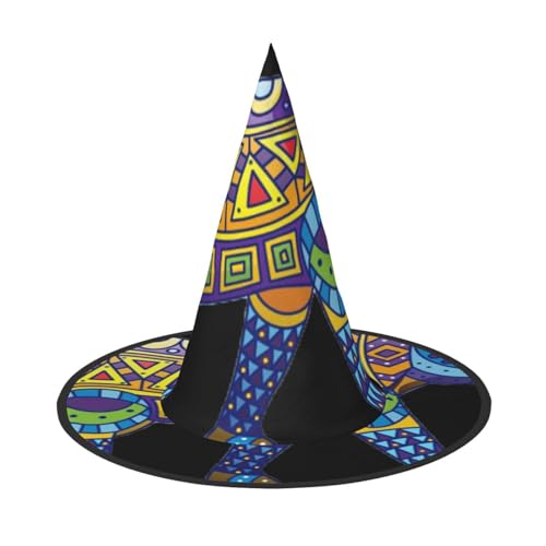 Apbdffjnf Halloween-Hexenhut mit buntem Elefantenaufdruck, spitzer Hexenhut, Kostümzubehör für Halloween-Party-Dekoration Apbdffjnf Halloween-Hexenhut mit buntem Elefantenaufdruck, spitzer Hexenhut, Kostümzubehör für Halloween-Party-Dekoration von Apbdffjnf