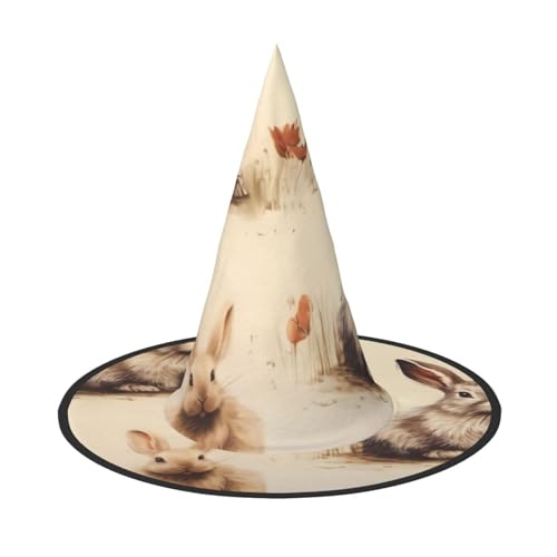 Apbdffjnf Hasen-Hintergrunddruck, Halloween-Hexenhut, spitzer Hexenhut, Kostümzubehör für Halloween-Party-Dekoration Apbdffjnf Hasen-Hintergrunddruck, Halloween-Hexenhut, spitzer Hexenhut, Kostümzubehör für Halloween-Party-Dekoration von Apbdffjnf