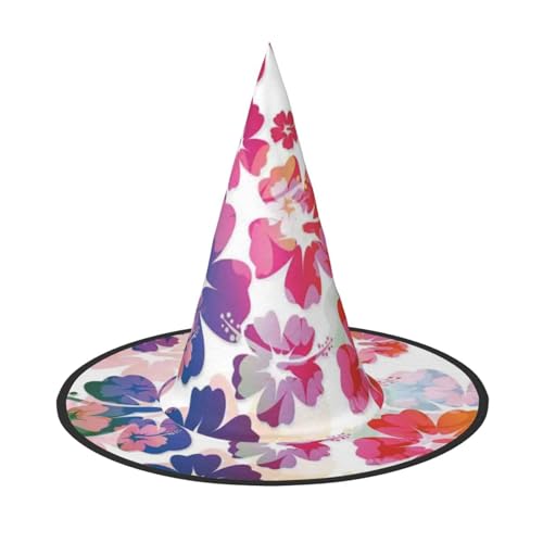 Apbdffjnf Hawaiianischer Blumendruck, Halloween-Hexenhut, spitzer Hexenhut, Kostümzubehör für Halloween-Party-Dekoration Apbdffjnf Hawaiianischer Blumendruck, Halloween-Hexenhut, spitzer Hexenhut, Kostümzubehör für Halloween-Party-Dekoration von Apbdffjnf