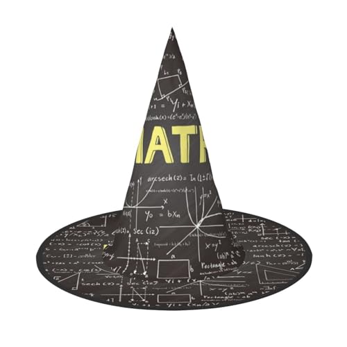 Apbdffjnf Hexenhut für Schule, Mathematik, Druck, Halloween, Hexenhut, spitzer Hexenhut, Kostüm, Zubehör für Halloween, Party-Dekoration von Apbdffjnf
