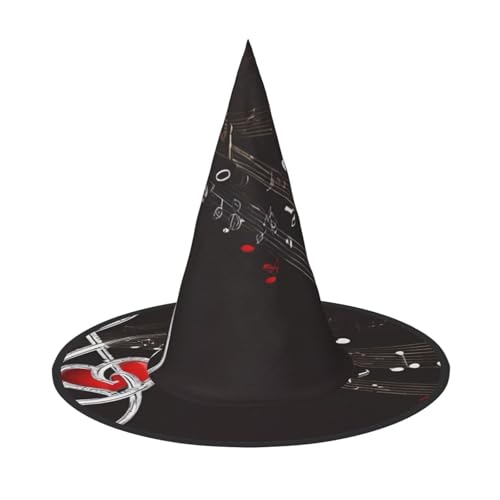 Apbdffjnf Höhen Liebe und Musik Druck Halloween Hexenhut Spitzer Hexenhut Kostüm Zubehör für Halloween Party Dekoration von Apbdffjnf