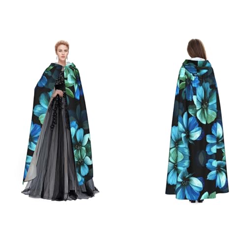 Apbdffjnf Kapuzenumhang für Erwachsene, Motiv: blaue Blume, geheimnisvoller Kapuzenumhang für Halloween, Kostümparty, Weihnachten, Cosplay von Apbdffjnf