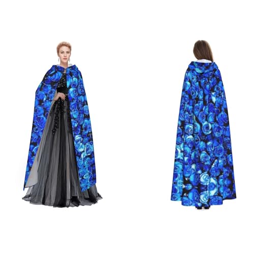 Apbdffjnf Kapuzenumhang für Erwachsene, Motiv: blaue Rose, geheimnisvoller Kapuzenumhang für Halloween, Kostümparty, Weihnachten, Cosplay von Apbdffjnf