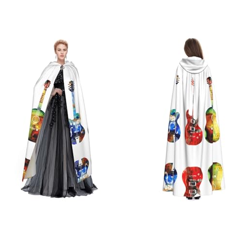 Apbdffjnf Kapuzenumhang für Erwachsene, Motiv: bunte Gitarren, geheimnisvoller Kapuzenumhang für Halloween, Kostümparty, Weihnachten, Cosplay von Apbdffjnf