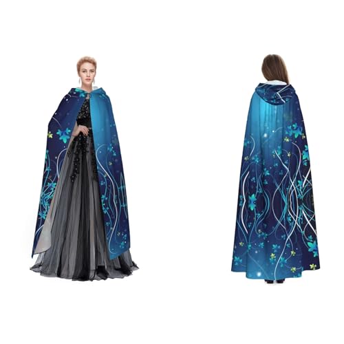 Apbdffjnf Kapuzenumhang für Erwachsene, mit blauem Wirbelmuster, geheimnisvoller Kapuzenumhang für Halloween, Kostümparty, Weihnachten, Cosplay von Apbdffjnf