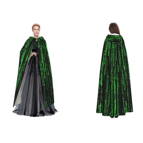 Apbdffjnf Kapuzenumhang für Erwachsene, mit grüner Zahl, geheimnisvoller Kapuzenumhang für Halloween, Kostümparty, Weihnachten, Cosplay von Apbdffjnf