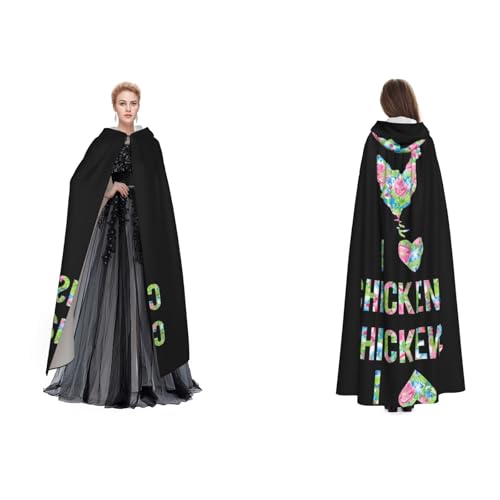 Apbdffjnf Kapuzenumhang mit Blumenherz und Huhn, für Erwachsene, geheimnisvoller Kapuzenumhang für Halloween, Kostüm, Party, Weihnachten, Cosplay von Apbdffjnf