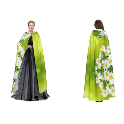 Apbdffjnf Kapuzenumhang mit Blumenmuster und Gänseblümchen, für Erwachsene, geheimnisvoller Kapuzenumhang für Halloween, Kostüm, Party, Weihnachten, Cosplay von Apbdffjnf