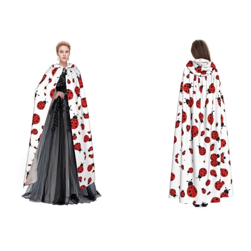 Apbdffjnf Ladybug Mysteriöser bedruckter Kapuzenumhang für Erwachsene, Halloween, Party, Weihnachten, Cosplay von Apbdffjnf