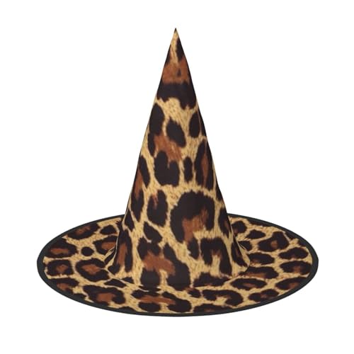 Apbdffjnf Leopardenmuster Tapetendruck Halloween Hexenhut Spitzer Hexenhut Kostüm Zubehör für Halloween Party Dekoration von Apbdffjnf