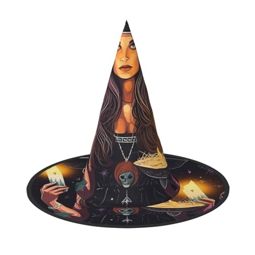 Apbdffjnf Magische Hexe Hexe Hexerei Böhmische Zeichnung Druck Halloween Hexenhut Spitzer Hexenhut Kostüm Zubehör für Halloween Party Dekoration von Apbdffjnf