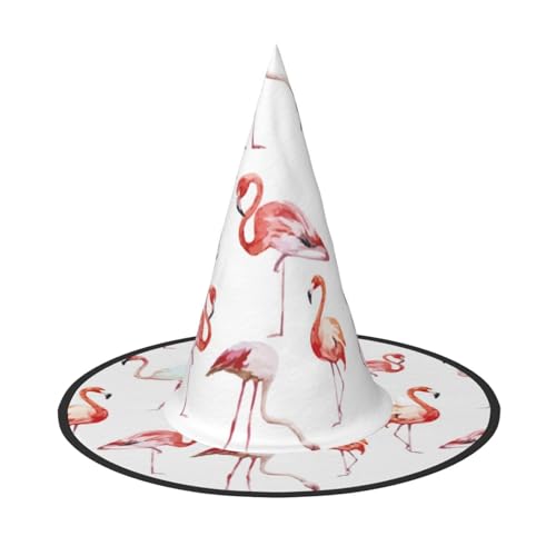 Apbdffjnf Malerei Flamingo Druck Halloween Hexenhut Spitzer Hexenhut Kostüm Zubehör für Halloween Party Dekoration von Apbdffjnf