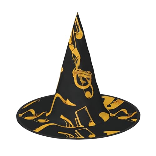 Apbdffjnf Musiknoten Drillings-Druck Halloween Hexenhut Spitzer Hexenhut Kostüm Zubehör für Halloween Party Dekoration von Apbdffjnf