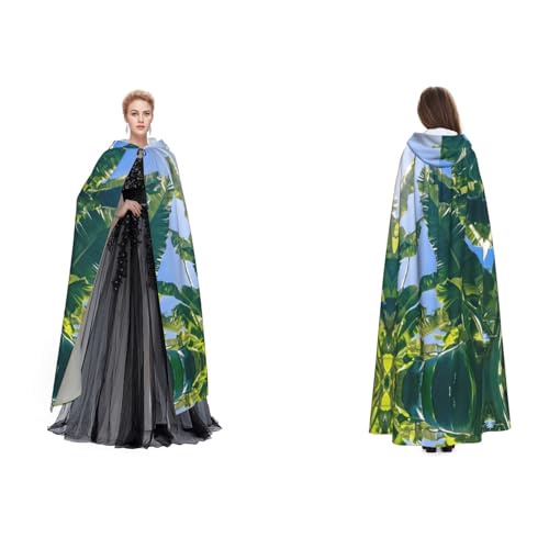 Apbdffjnf Mysteriöser Bananenblatt bedruckter Kapuzenumhang für Erwachsene, Halloween, Party, Weihnachten, Cosplay von Apbdffjnf