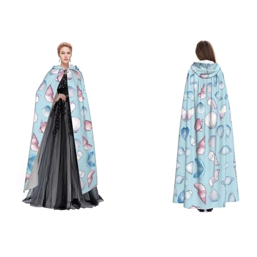 Apbdffjnf Mysteriöser Kapuzenumhang für Erwachsene, Muschel-Druck, für Halloween, Party, Weihnachten, Cosplay von Apbdffjnf