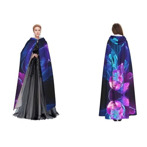 Apbdffjnf Mysteriöser Kapuzenumhang für Erwachsene, bedruckt, Blau und Pink, für Halloween, Party, Weihnachten, Cosplay von Apbdffjnf