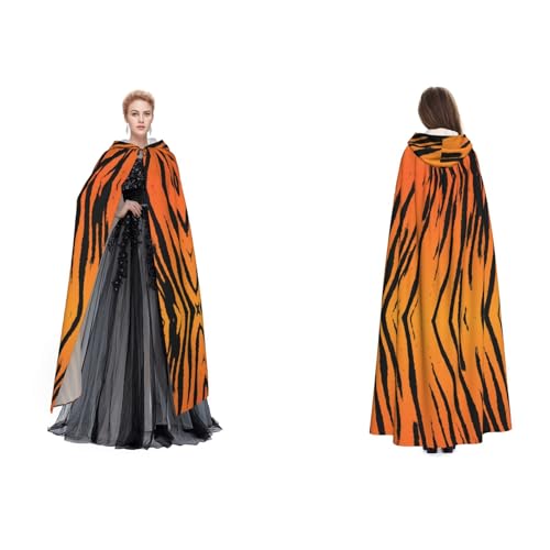 Apbdffjnf Mysteriöser Kapuzenumhang für Erwachsene, gestreift, Tiger Stripe, für Halloween, Party, Weihnachten, Cosplay von Apbdffjnf