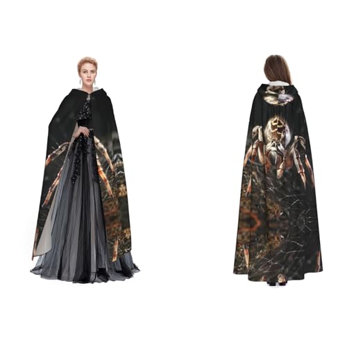 Apbdffjnf Mysteriöser Kapuzenumhang für Erwachsene, gruseliger Spinnen-Druck, für Halloween, Party, Weihnachten, Cosplay von Apbdffjnf