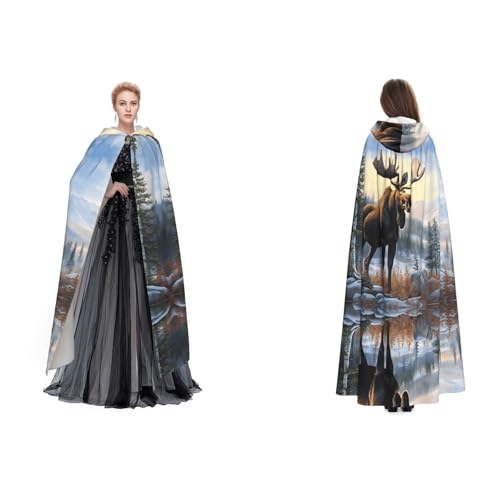 Apbdffjnf Mysteriöser Kapuzenumhang für Erwachsene, mit Elchhirsch-Aufdruck, für Halloween, Party, Weihnachten, Cosplay von Apbdffjnf