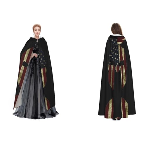 Apbdffjnf Mysteriöser Kapuzenumhang für Erwachsene, mit amerikanischer Flagge, für Halloween, Party, Weihnachten, Cosplay von Apbdffjnf