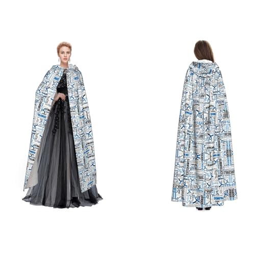 Apbdffjnf Mysteriöser Kapuzenumhang für Erwachsene, mit blauem Aufdruck, für Halloween, Party, Weihnachten, Cosplay von Apbdffjnf