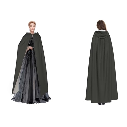 Apbdffjnf Mysteriöser Kapuzenumhang für Erwachsene (Anthrazitgrün) für Halloween, Party, Weihnachten, Cosplay von Apbdffjnf