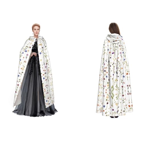 Apbdffjnf Mysteriöser Kapuzenumhang für Erwachsene (Aquarell-Kräuter- und Blumen-Saison) für Halloween, Party, Weihnachten, Cosplay von Apbdffjnf