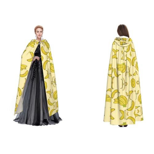 Apbdffjnf Mysteriöser Kapuzenumhang für Erwachsene (Bananendruck) für Halloween, Party, Weihnachten, Cosplay von Apbdffjnf