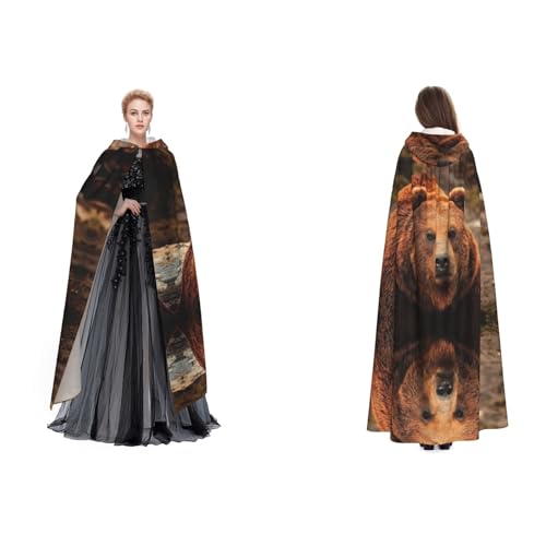 Apbdffjnf Mysteriöser Kapuzenumhang für Erwachsene (Grizzlybär) für Halloween, Party, Weihnachten, Cosplay von Apbdffjnf