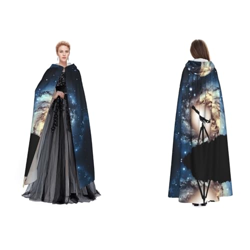 Apbdffjnf Mysteriöser Kapuzenumhang für Erwachsene (Weltraumgalaxie mit Teleskop) für Halloween, Party, Weihnachten, Cosplay von Apbdffjnf