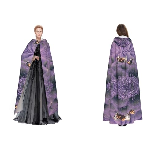 Apbdffjnf Mysteriöser Kapuzenumhang für Erwachsene (lila Lavendelfeld) für Halloween, Party, Weihnachten, Cosplay von Apbdffjnf