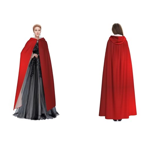 Apbdffjnf Mysteriöser Kapuzenumhang für Erwachsene (rote Streifen) für Halloween, Party, Weihnachten, Cosplay von Apbdffjnf