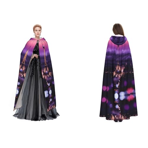 Apbdffjnf Mysteriöser Kapuzenumhang mit Aufdruck (rosa Paris) für Erwachsene, Halloween, Party, Weihnachten, Cosplay von Apbdffjnf