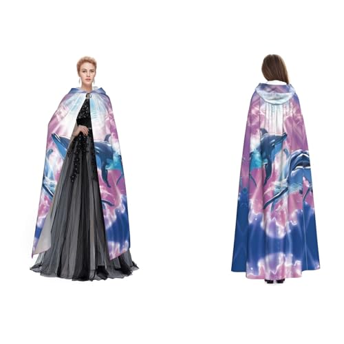 Apbdffjnf Mysteriöser Kapuzenumhang mit Delfin-Print, für Halloween, Party, Weihnachten, Cosplay von Apbdffjnf