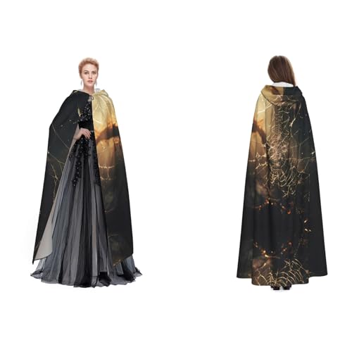 Apbdffjnf Mysteriöser Kapuzenumhang mit Spinnennetz, für Erwachsene, für Halloween, Party, Weihnachten, Cosplay von Apbdffjnf