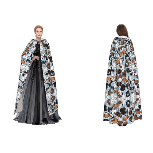 Apbdffjnf Mysteriöser Kapuzenumhang mit süßem Mops-Aufdruck, für Halloween, Party, Weihnachten, Cosplay von Apbdffjnf