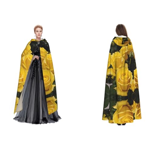 Apbdffjnf Mysteriöser Umhang mit Kapuze (gelbe Rosen) für Erwachsene, für Halloween, Party, Weihnachten, Cosplay von Apbdffjnf