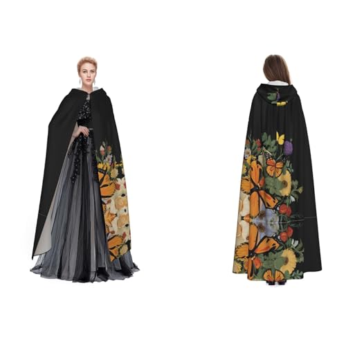 Apbdffjnf Mysteriöser Umhang mit Kapuze für Erwachsene, mit Schmetterlingsdruck, für Halloween, Party, Weihnachten, Cosplay von Apbdffjnf