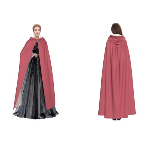 Apbdffjnf Mysteriöser Umhang mit Kapuze für Erwachsene (Beerenrot) für Halloween, Party, Weihnachten, Cosplay von Apbdffjnf