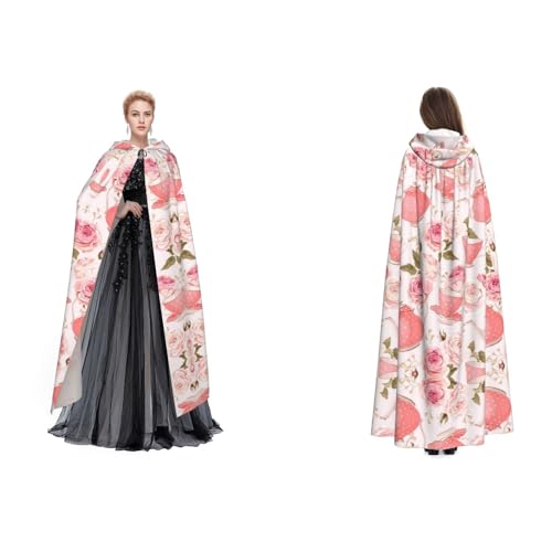 Apbdffjnf Mysteriöser Umhang mit Kapuze für Erwachsene (rosa Teekanne) für Halloween, Party, Weihnachten, Cosplay von Apbdffjnf