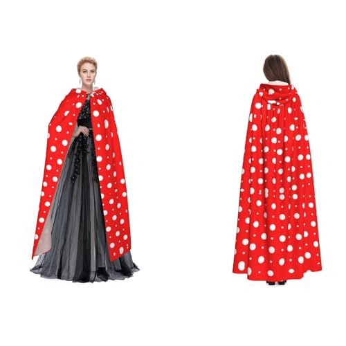Apbdffjnf Mysteriöser Umhang mit Kapuze für Erwachsene (rote und weiße Punkte) für Halloween, Party, Weihnachten, Cosplay von Apbdffjnf