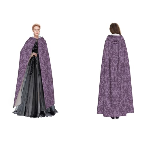 Apbdffjnf Mysteriöser bedruckter Kapuzenumhang für Erwachsene, für Halloween, Party, Weihnachten, Cosplay (Violett) von Apbdffjnf