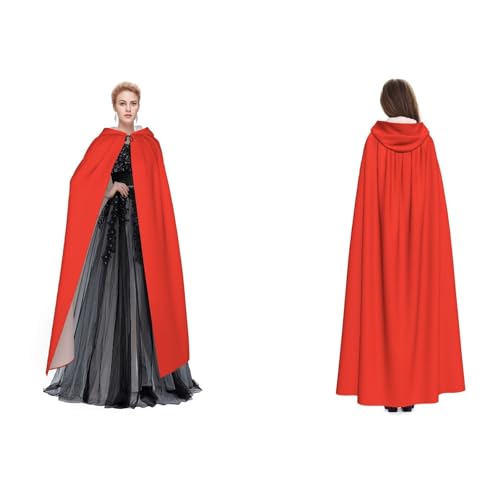Apbdffjnf Mysteriöser kirschroter bedruckter Kapuzenumhang für Erwachsene, Halloween, Party, Weihnachten, Cosplay von Apbdffjnf