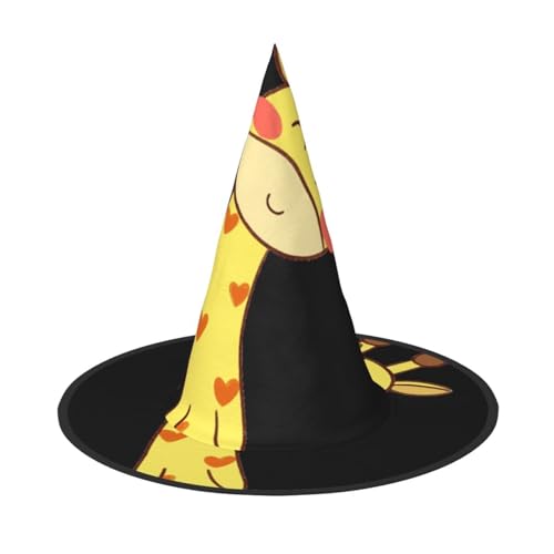 Apbdffjnf Niedlicher Hexenhut mit Schleife, Giraffen-Druck, Halloween-Hexenhut, spitzer Hexenhut, Kostümzubehör für Halloween-Party-Dekoration von Apbdffjnf