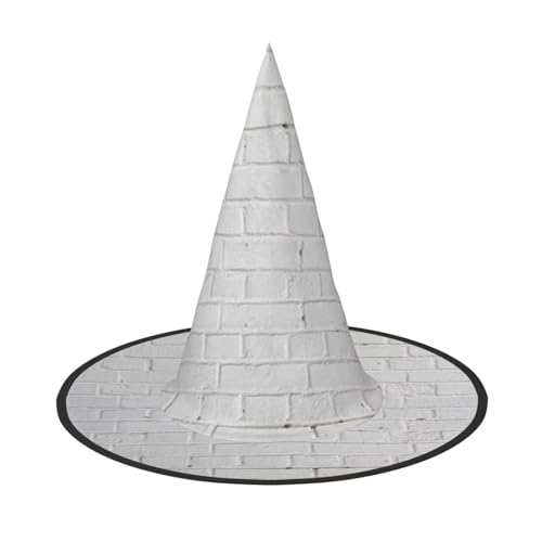 Apbdffjnf Old White Brick Wall Print Halloween Hexenhut Spitzer Hexenhut Kostüm Zubehör für Halloween Party Dekoration von Apbdffjnf