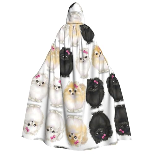 Apbdffjnf Pommeranians Pattern) Print Adult Thick Hooded Cloak Unisex Cloak with Hood, Halloween Hooded Cape for Women Men Soft and Elastic von Apbdffjnf
